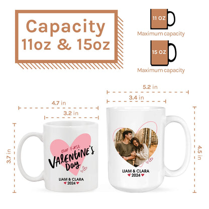 Our First Valentine's Day - Personalized First Valentine's Day gift For Boyfriend or Girlfriend - Custom Mug - MyMindfulGifts