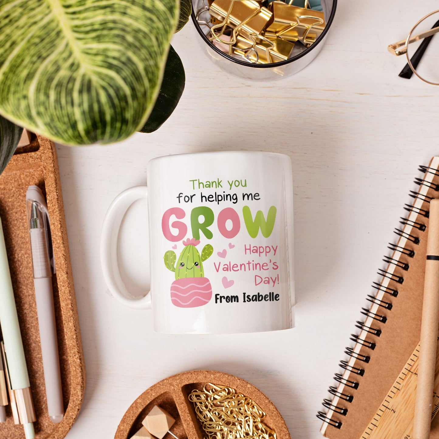 Thank You For Helping Me Grow - Personalized Valentine's Day gift For Teacher - Custom Mug - MyMindfulGifts