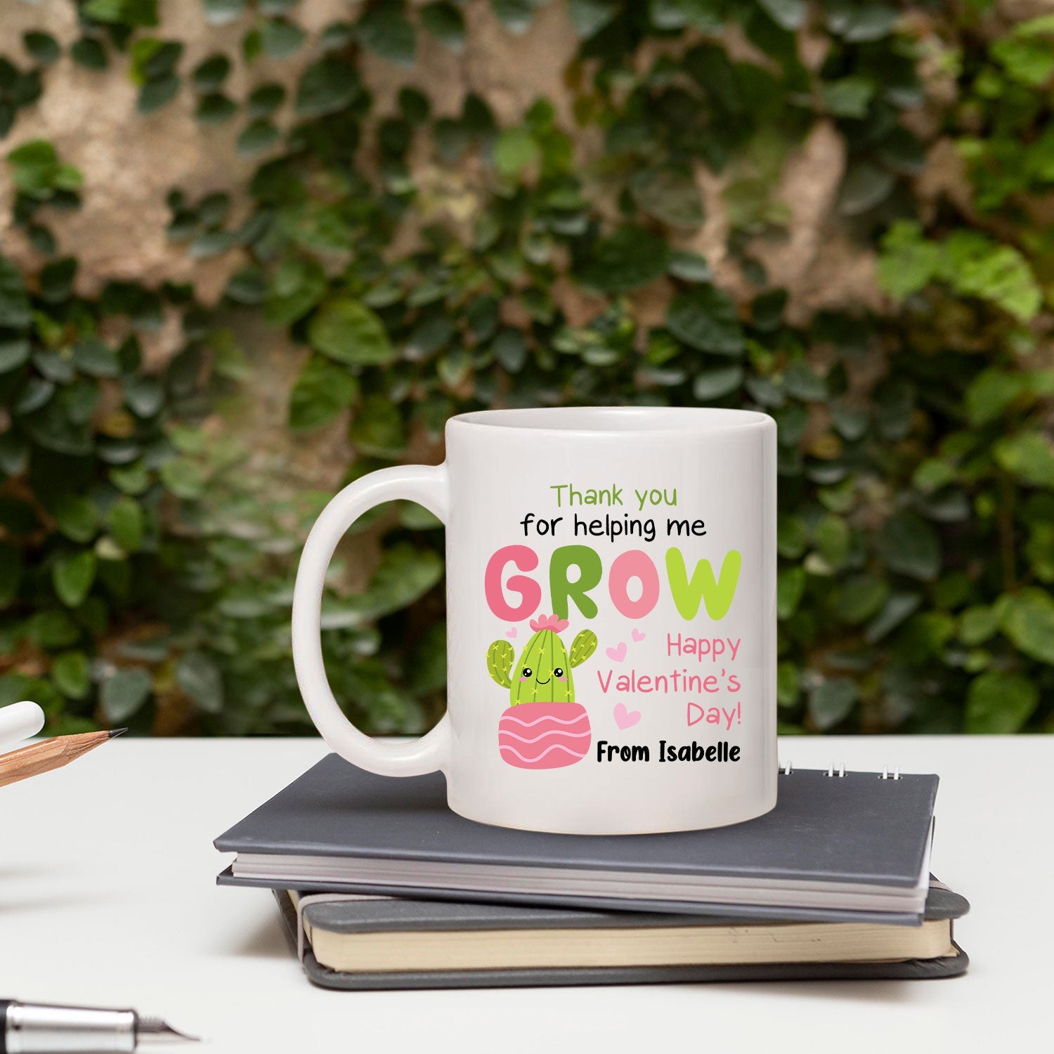 Thank You For Helping Me Grow - Personalized Valentine's Day gift For Teacher - Custom Mug - MyMindfulGifts