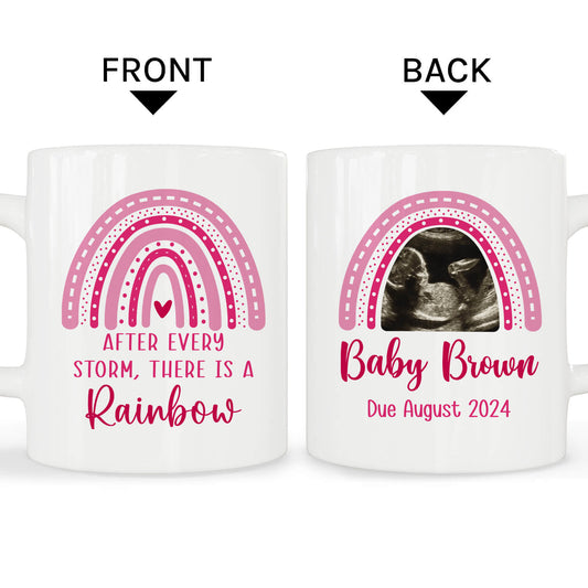 After Ever Storm, There Is A Rainbow - Personalized Valentine's Day Pregnancy Announcement gift For Family - Custom Mug - MyMindfulGifts