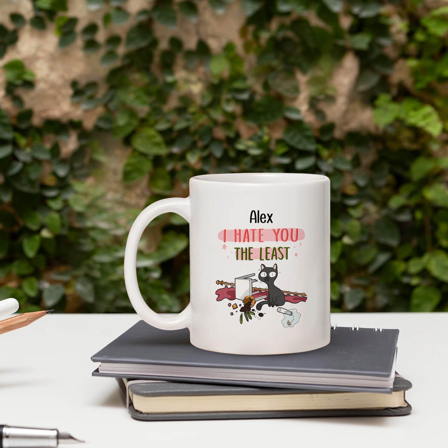 Funny Valentines For Him or Her - I Hate You The Least - Personalized Anniversary. Birthday or Valentine's Day gift For Boyfriend or Girlfriend - Custom Mug - MyMindfulGifts
