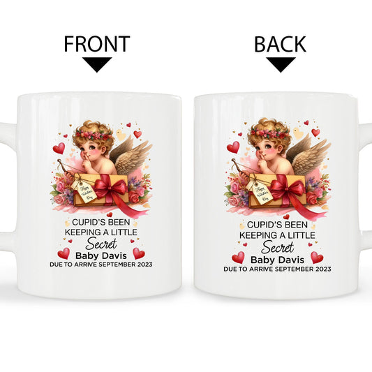 Cupid’s Been Keeping A Little Secret - Personalized Valentine's Day Pregnancy Announcement gift For Family - Custom Mug - MyMindfulGifts