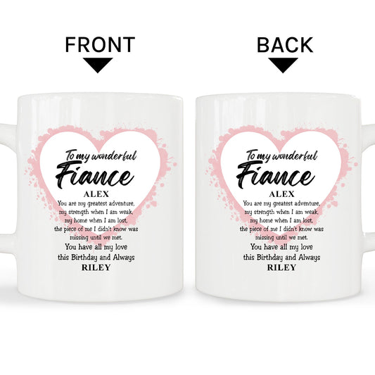 To My Wonderful Fiance - Personalized Birthday gift For Fiance - Custom Mug - MyMindfulGifts