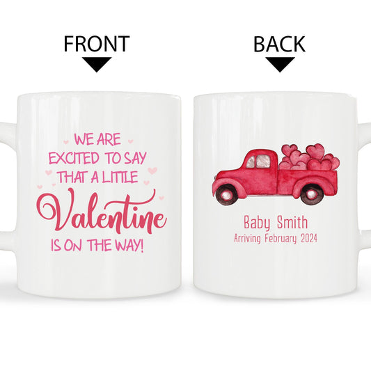 Cute Valentine's Day Pregnancy Annoucnement - Personalized Valentine's Day Pregnancy Announcement gift For Family - Custom Mug - MyMindfulGifts
