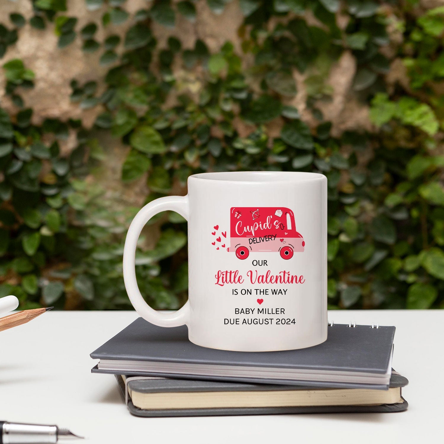 Our Little Valentine Pregnancy Announcement - Personalized Valentine's Day Pregnancy Announcement gift For Family - Custom Mug - MyMindfulGifts