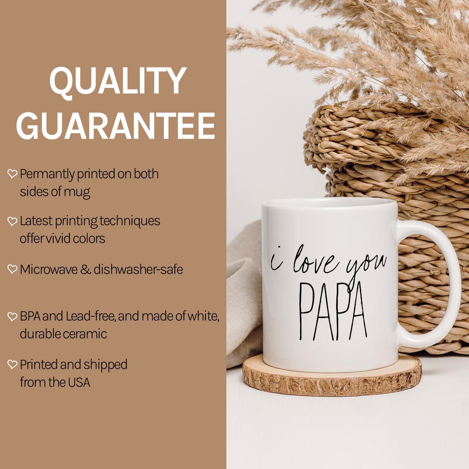 I Love You Papa - Personalized Father's Day, Birthday, Valentine's Day or Christmas gift For Dad - Custom Mug - MyMindfulGifts