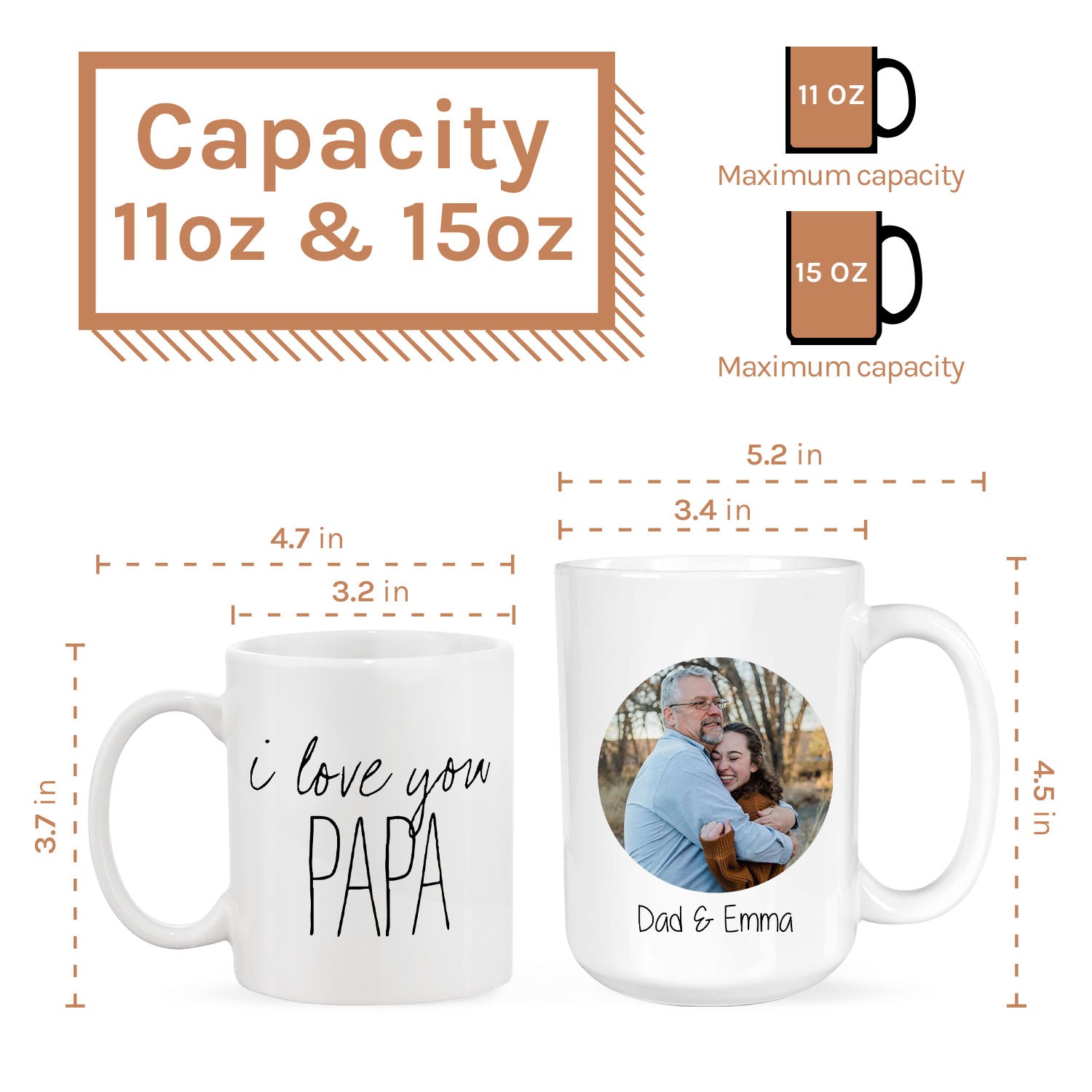 I Love You Papa - Personalized Father's Day, Birthday, Valentine's Day or Christmas gift For Dad - Custom Mug - MyMindfulGifts