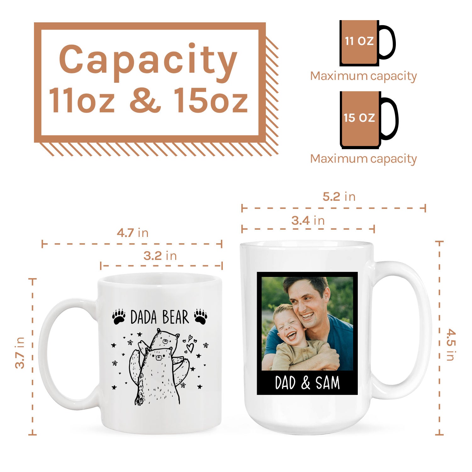 Dada Bear - Personalized Father's Day, Birthday, Valentine's Day or Christmas gift For Dad - Custom Mug - MyMindfulGifts