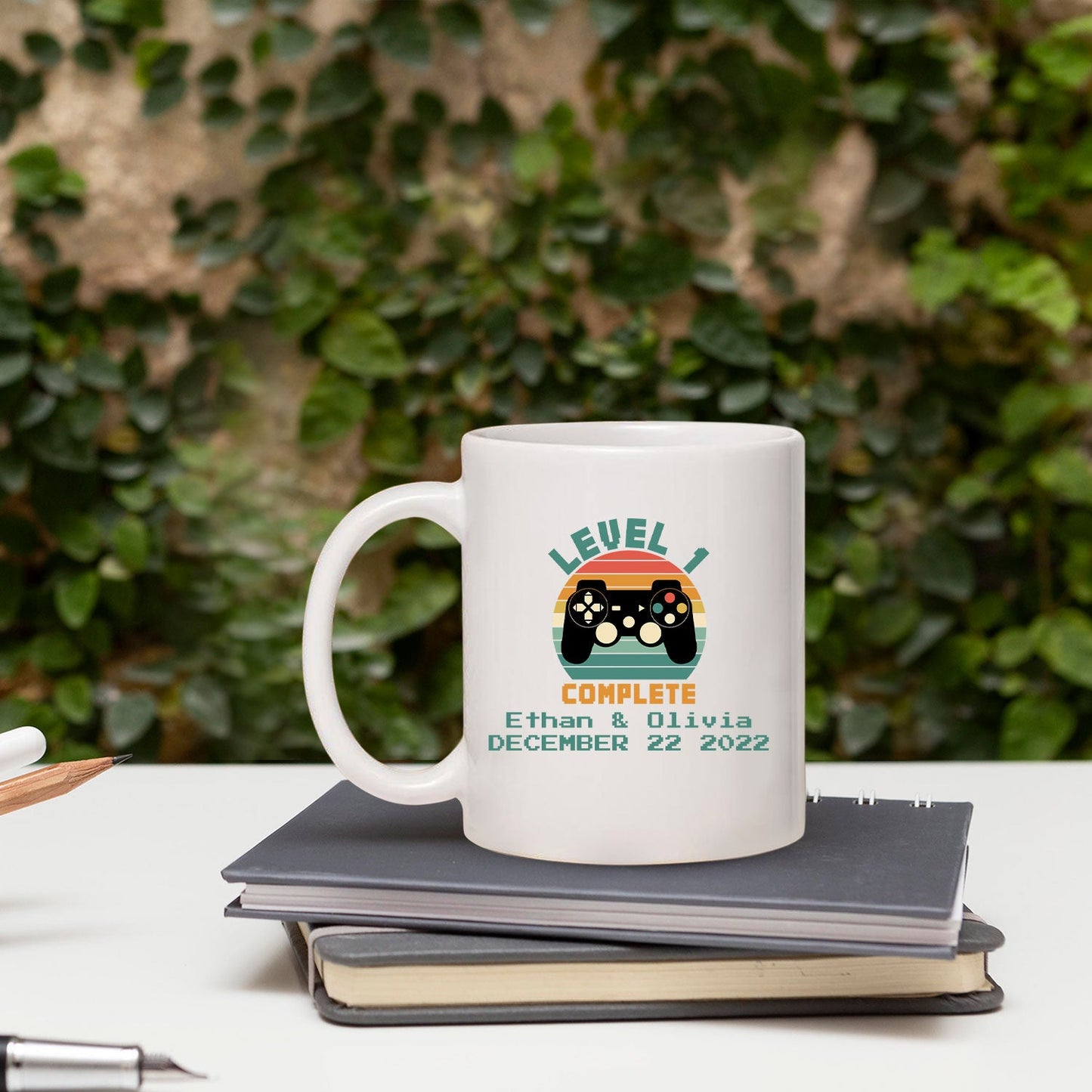 Level 1 Complete - Personalized 1 Year Anniversary gift for him for her - Custom Mug - MyMindfulGifts