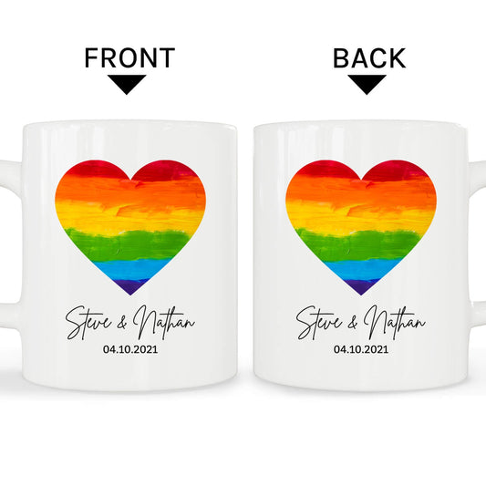 LGBTQ Heart - Personalized Anniversary, Valentine's Day gift for LGBT couple - Custom Mug - MyMindfulGifts