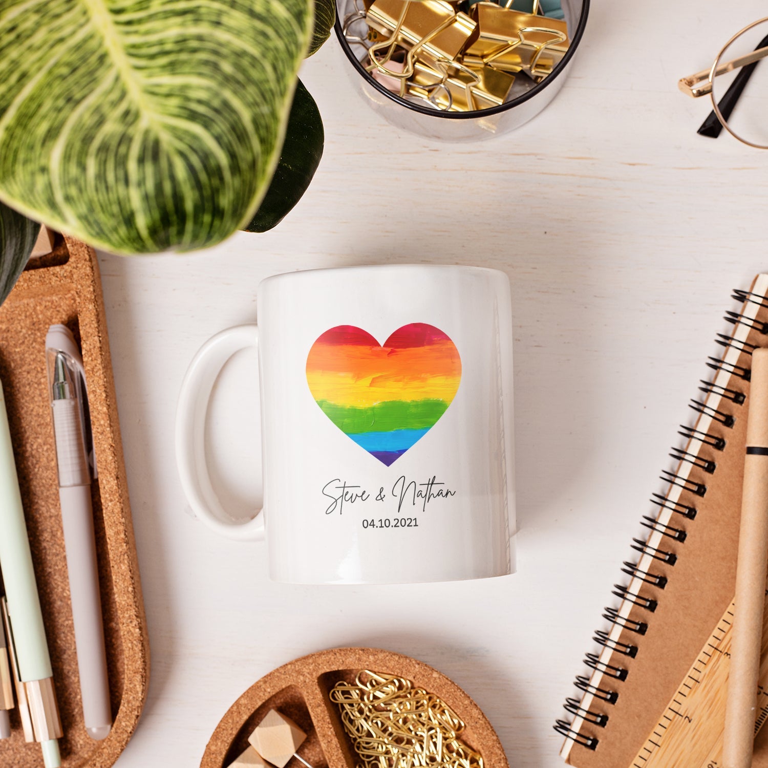 LGBTQ Heart - Personalized Anniversary, Valentine's Day gift for LGBT couple - Custom Mug - MyMindfulGifts