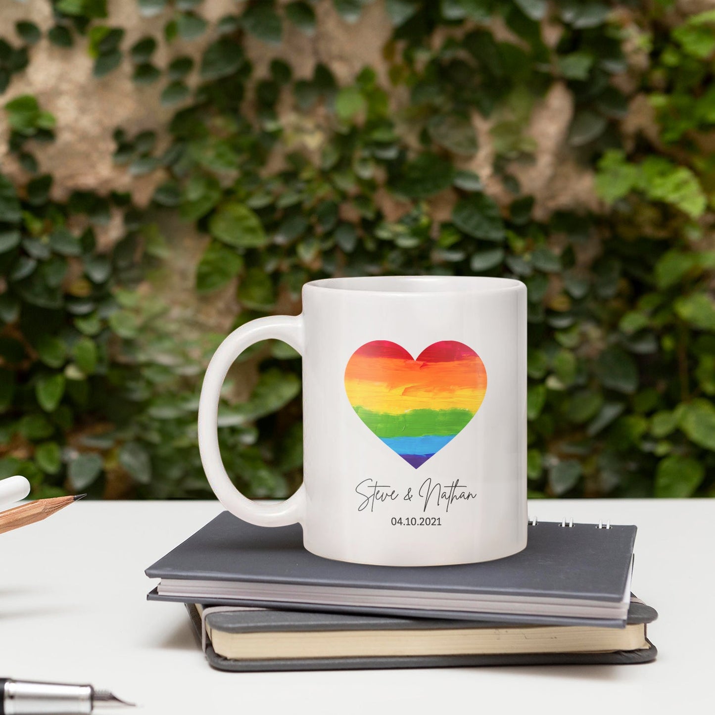 LGBTQ Heart - Personalized Anniversary, Valentine's Day gift for LGBT couple - Custom Mug - MyMindfulGifts