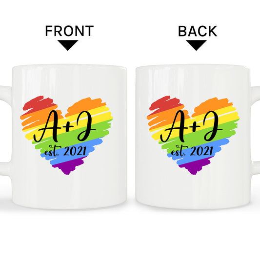 LGBT Love Heart - Personalized Anniversary, Valentine's Day gift for LGBT couple - Custom Mug - MyMindfulGifts