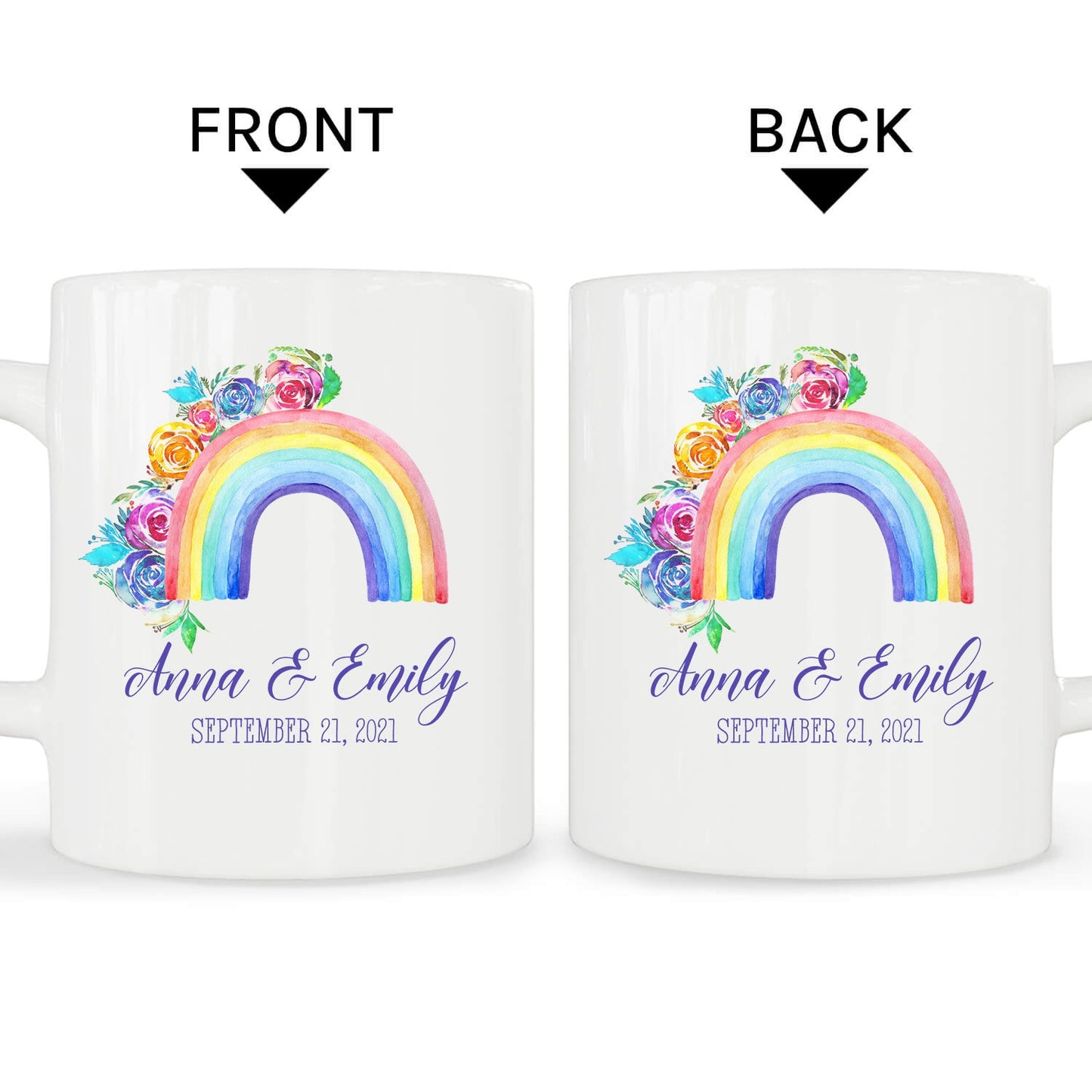 Rainbow Pride - Personalized Anniversary, Valentine's Day gift for LGBT couple - Custom Mug - MyMindfulGifts