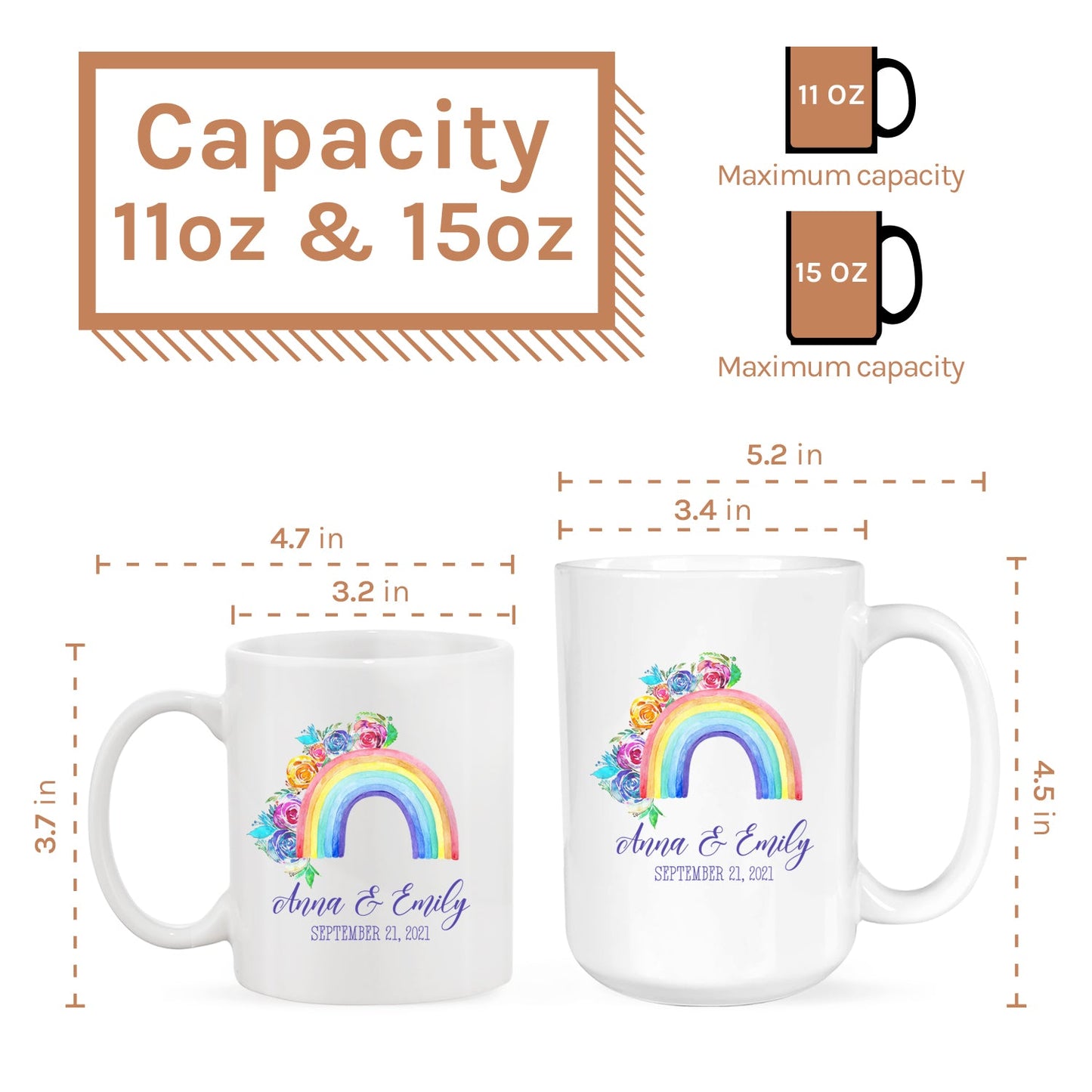 Rainbow Pride - Personalized Anniversary, Valentine's Day gift for LGBT couple - Custom Mug - MyMindfulGifts