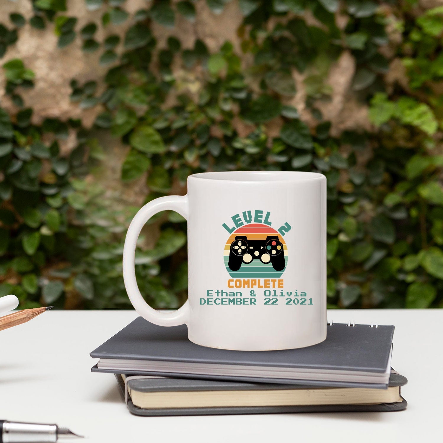 Level 2 Complete - Personalized 2 Year Anniversary gift for him for her - Custom Mug - MyMindfulGifts