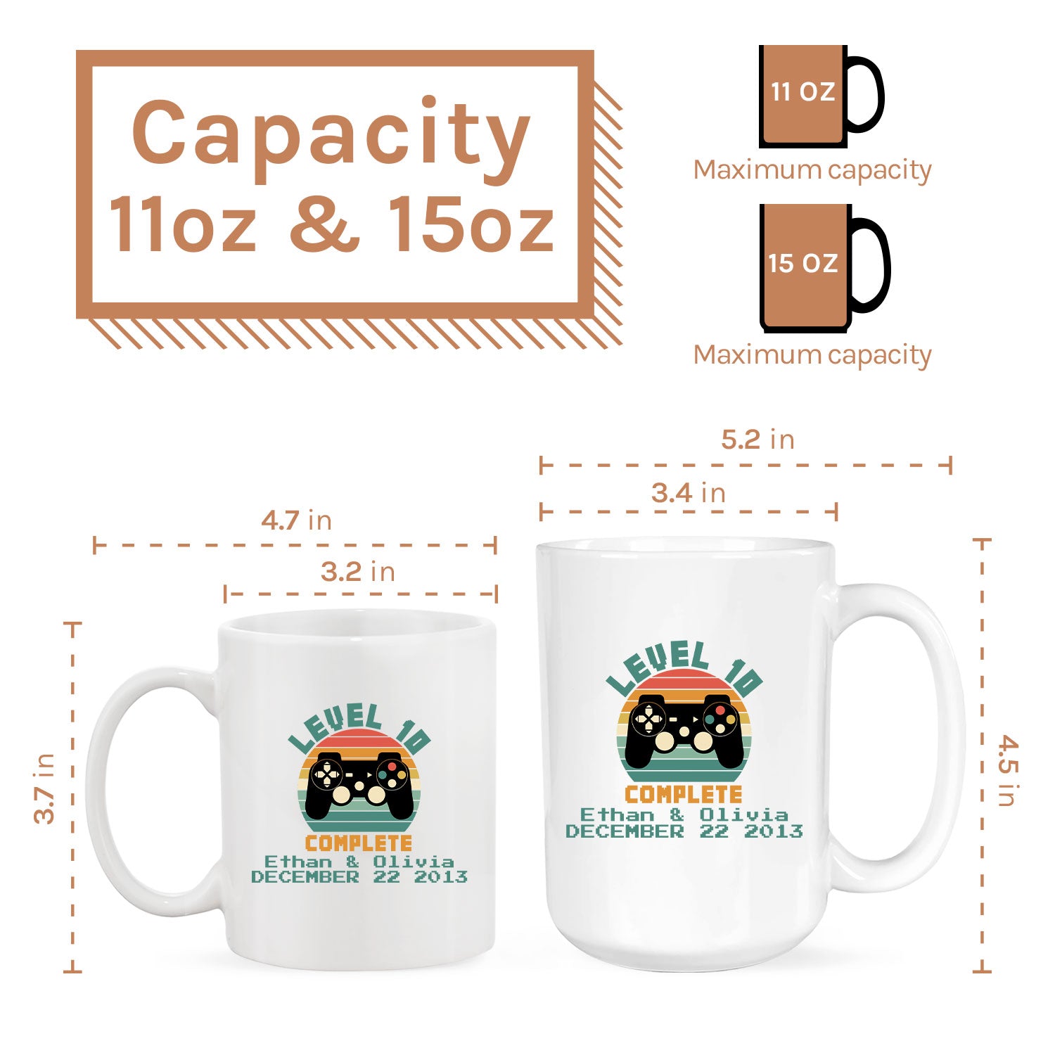 Level 10 Complete - Personalized 10 Year Anniversary gift for him for her - Custom Mug - MyMindfulGifts