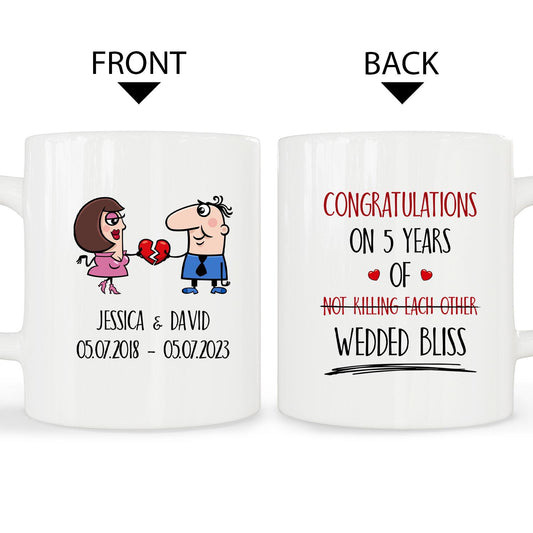 Not Killing Each Other Wedded Bliss - Personalized Anniversary gift for Husband or Wife - Custom Mug - MyMindfulGifts