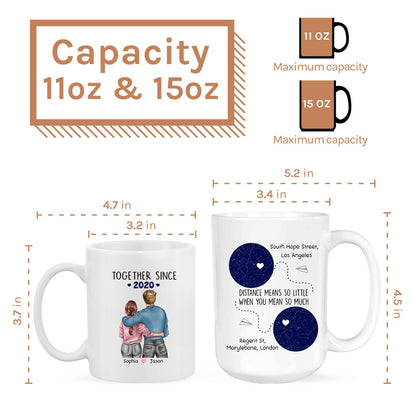 Distance Means So Little - Personalized Anniversary or Valentine's Day gift for Long Distance Couple - Custom Mug - MyMindfulGifts
