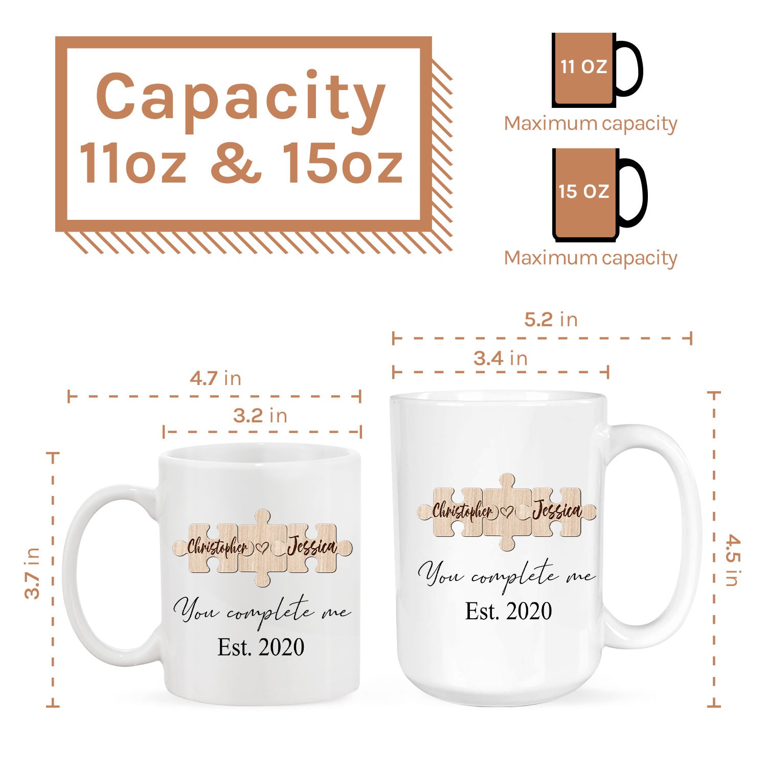 You Complete Me - Personalized Anniversary or Valentine's Day gift for him for her - Custom Mug - MyMindfulGifts