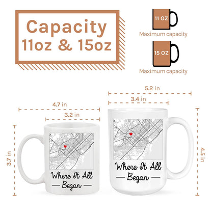 Where It All Began Retro - Personalized Anniversary or Valentine's Day gift for him for her - Custom Mug - MyMindfulGifts