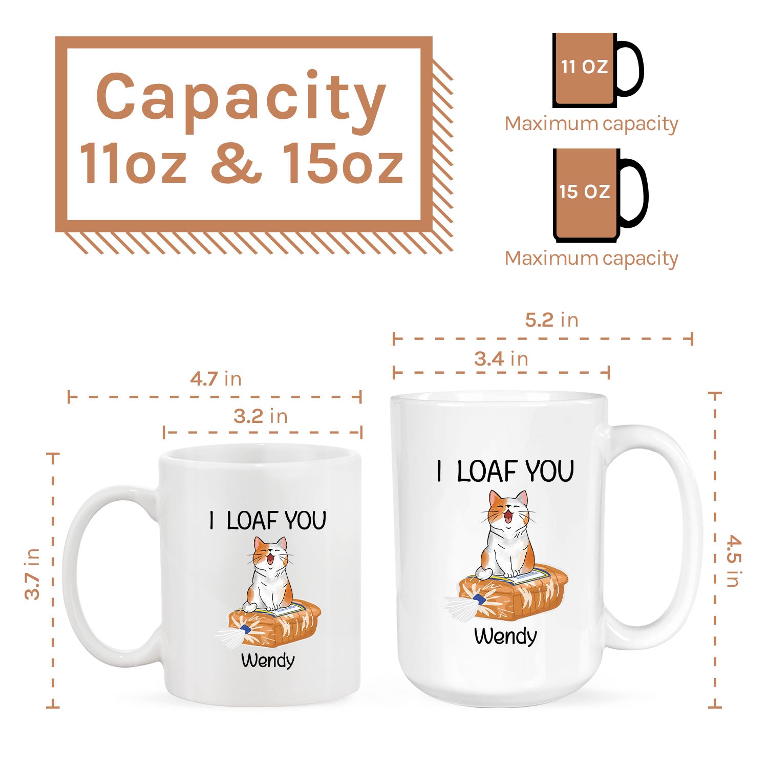 I Loaf You - Personalized Anniversary or Valentine's Day gift for Boyfriend or Girlfriend - Custom Mug - MyMindfulGifts