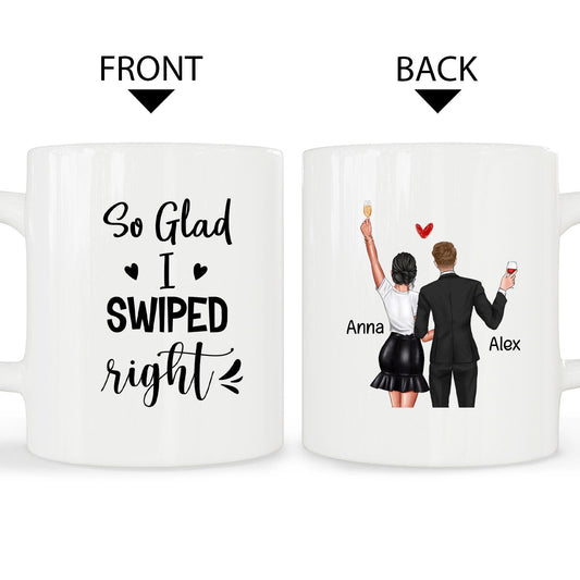 So Glad I Swiped Right - Personalized Anniversary or Valentine's Day gift for Online Dating Couple - Custom Mug - MyMindfulGifts