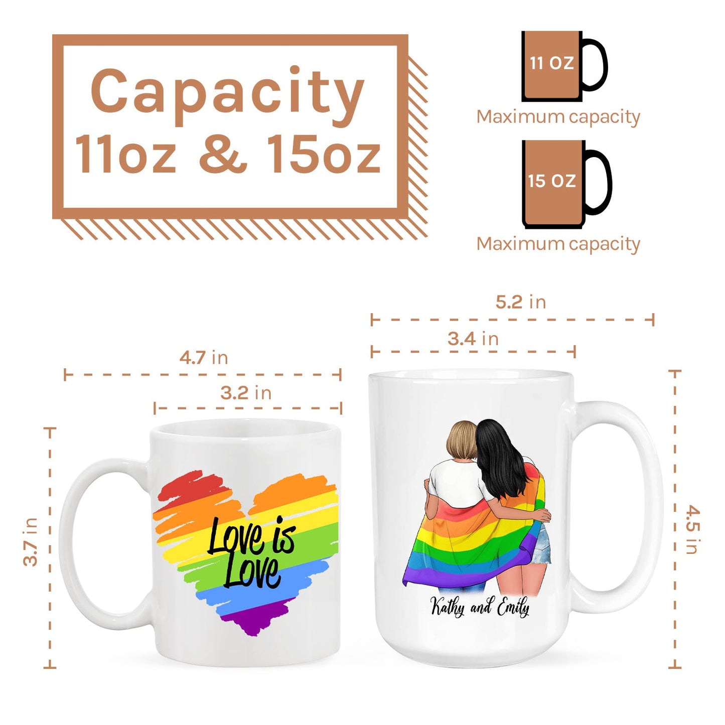 Love Is Love - Personalized Anniversary or Valentine's Day gift for him for her - Custom Mug - MyMindfulGifts