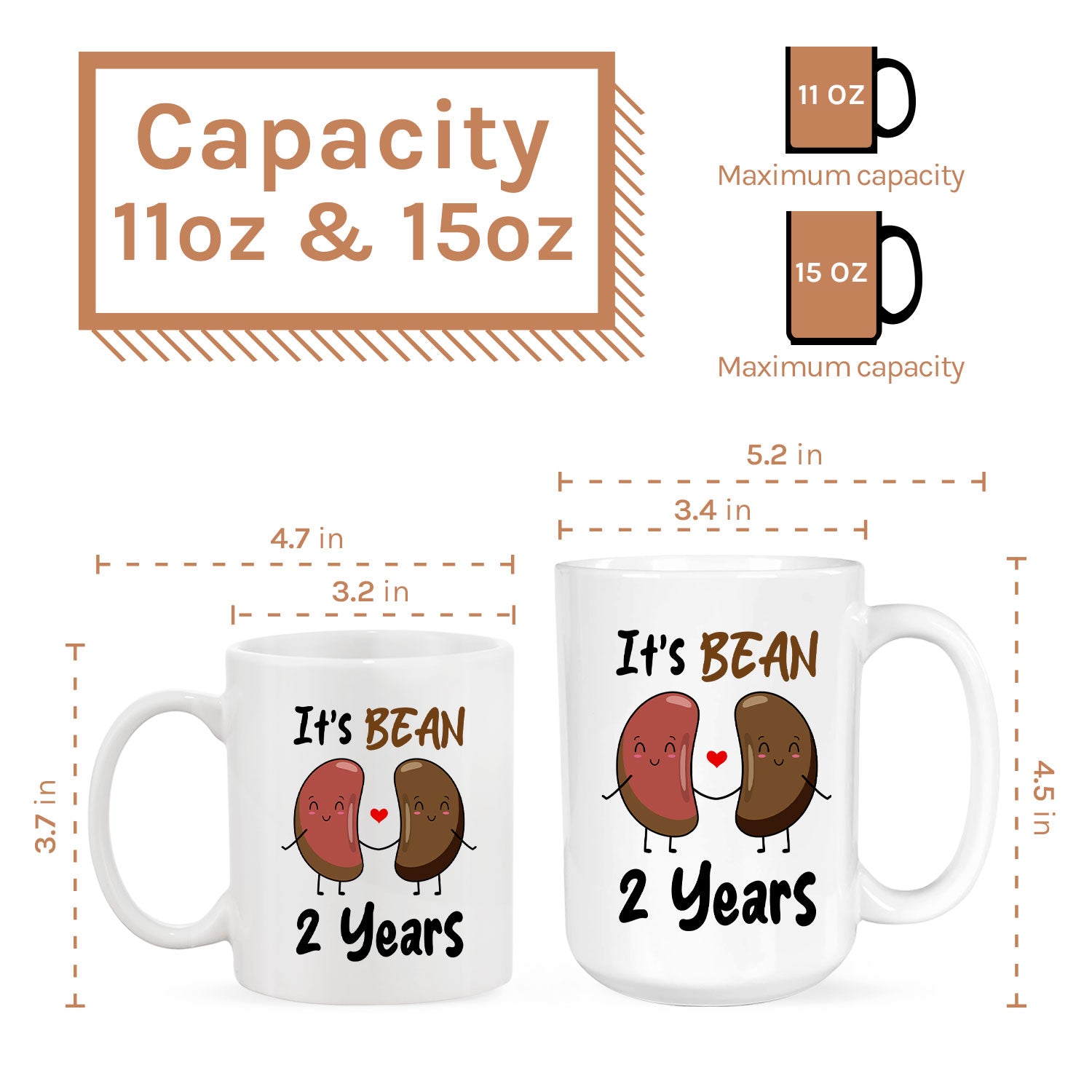 It's Bean Years - Personalized Anniversary or Valentine's Day gift for him for her - Custom Mug - MyMindfulGifts