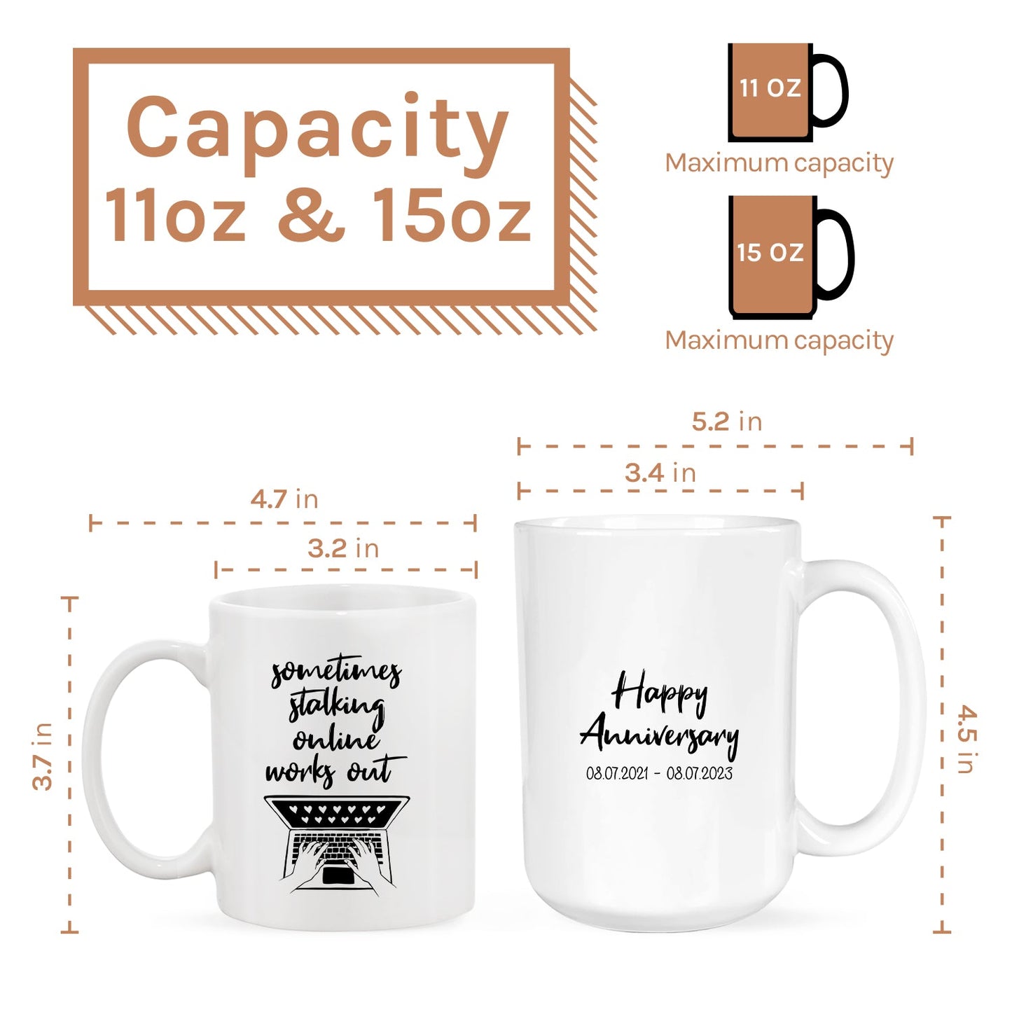 Sometimes Online Stalking Works Out - Personalized Anniversary gift for Online Dating Boyfriend or Girlfriend - Custom Mug - MyMindfulGifts