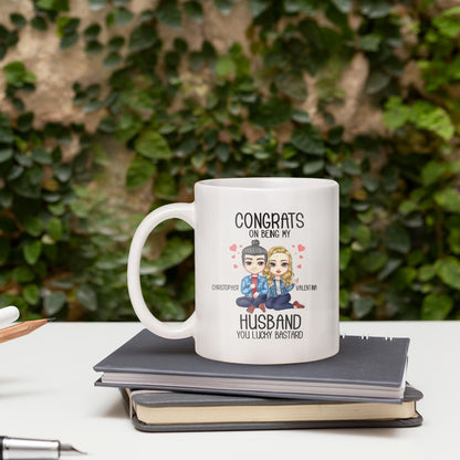 Congrats On Being My Husband - Personalized Anniversary or Valentine's Day gift for him for her - Custom Mug - MyMindfulGifts