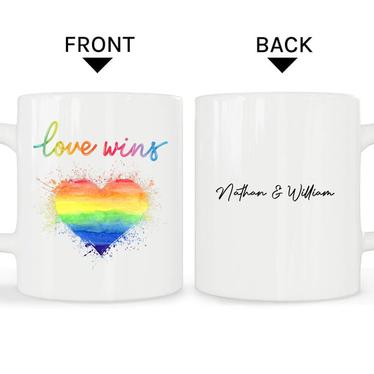 Love Wins - Personalized Anniversary, Valentine's Day gift for LGBT couple - Custom Mug - MyMindfulGifts