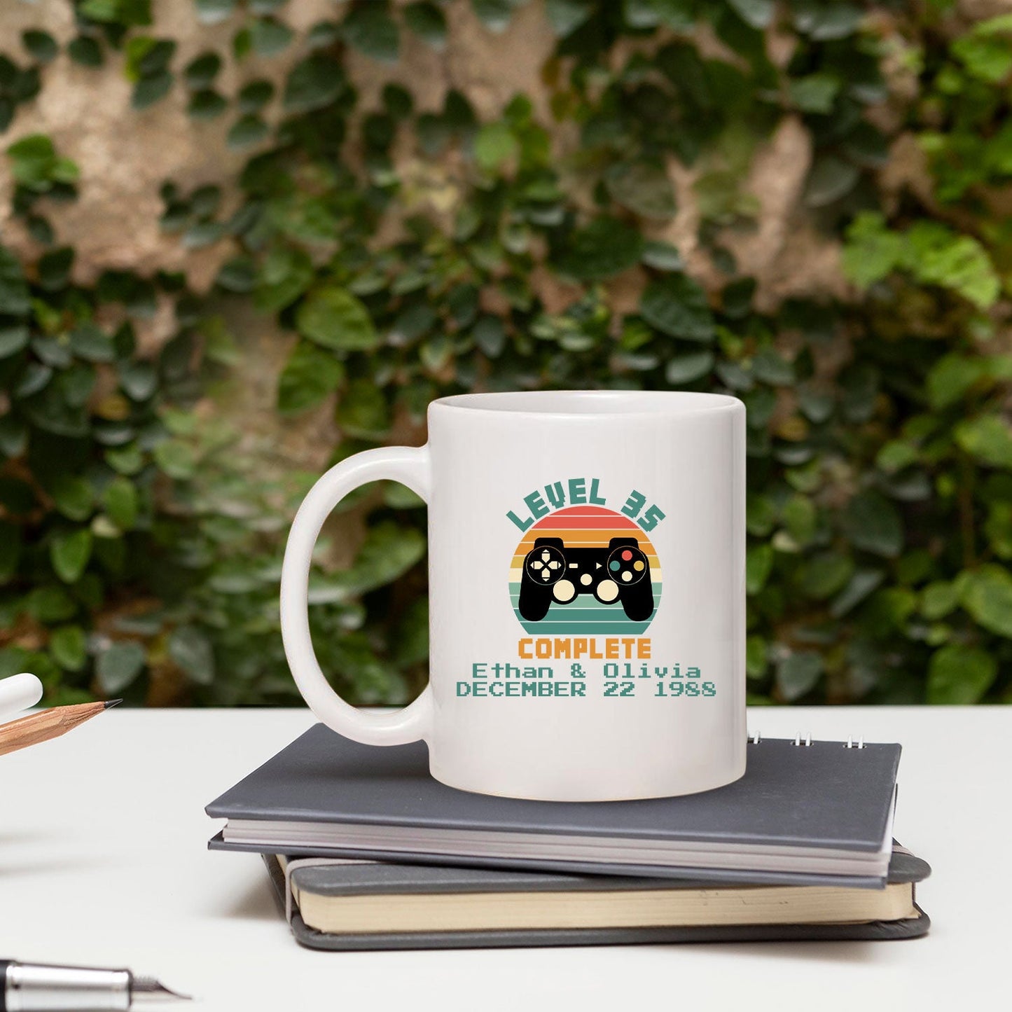 Level 35 Complete - Personalized 35 Year Anniversary gift for him for her - Custom Mug - MyMindfulGifts