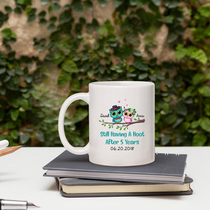 Still Having A Hoot After Five Years - Personalized 5 Year Anniversary gift for him for her - Custom Mug - MyMindfulGifts