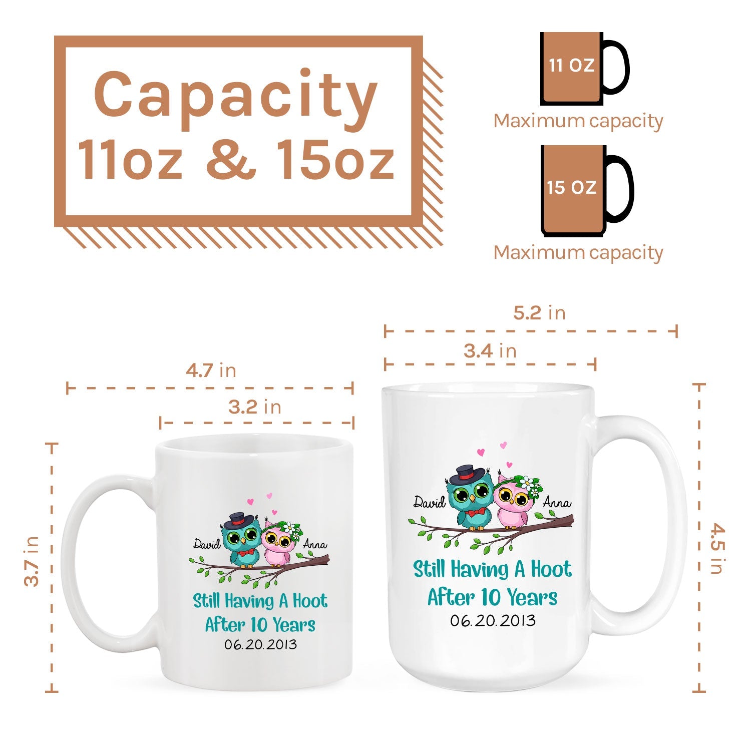 Still Having A Hoot After Ten Years - Personalized 10 Year Anniversary gift for him for her - Custom Mug - MyMindfulGifts