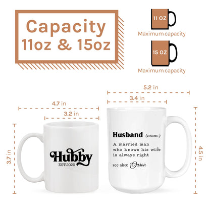 Husband - Personalized Anniversary or Valentine's Day gift for Husband - Custom Mug - MyMindfulGifts