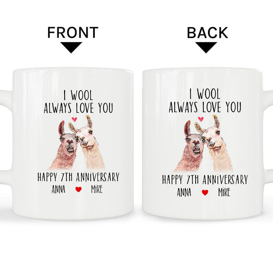 I Wool Always Love You - Personalized 7 Year Anniversary gift for Husband or Wife - Custom Mug - MyMindfulGifts