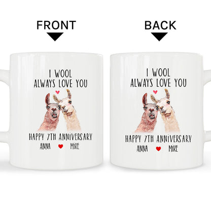 I Wool Always Love You - Personalized 7 Year Anniversary gift for Husband or Wife - Custom Mug - MyMindfulGifts