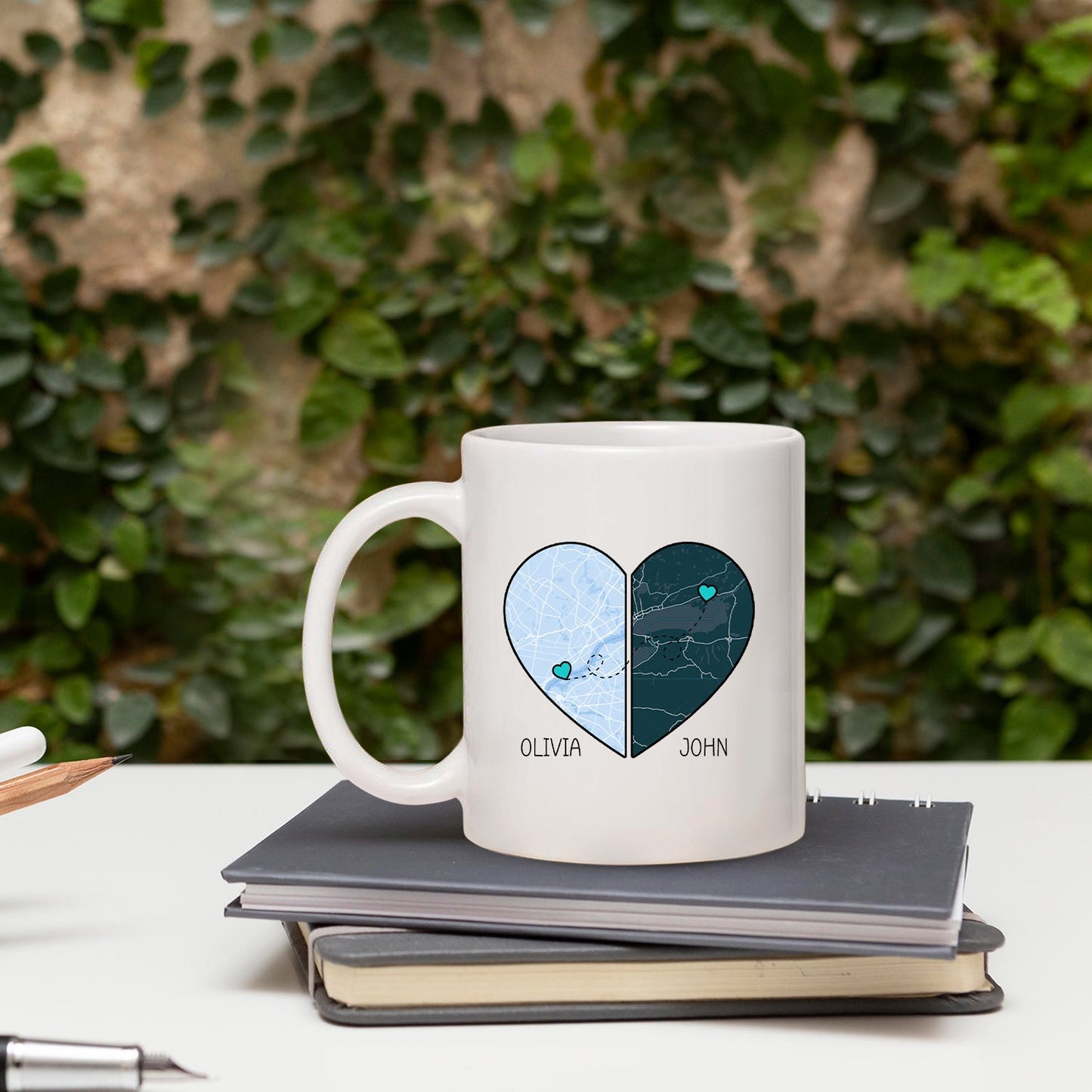 Love Knows No Distance Map - Personalized Anniversary or Valentine's Day gift for Husband or Wife - Custom Mug - MyMindfulGifts