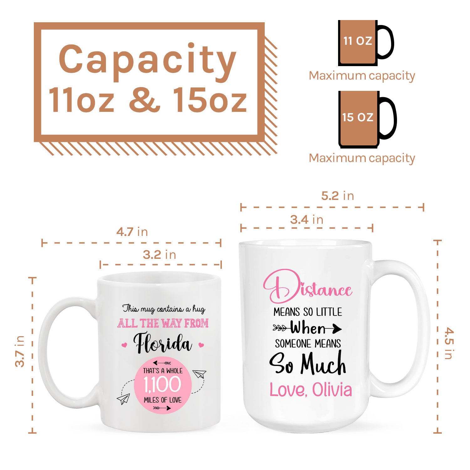Distance Means So Little - Personalized Anniversary or Valentine's Day gift for Long Distance Boyfriend or Girlfriend - Custom Mug - MyMindfulGifts