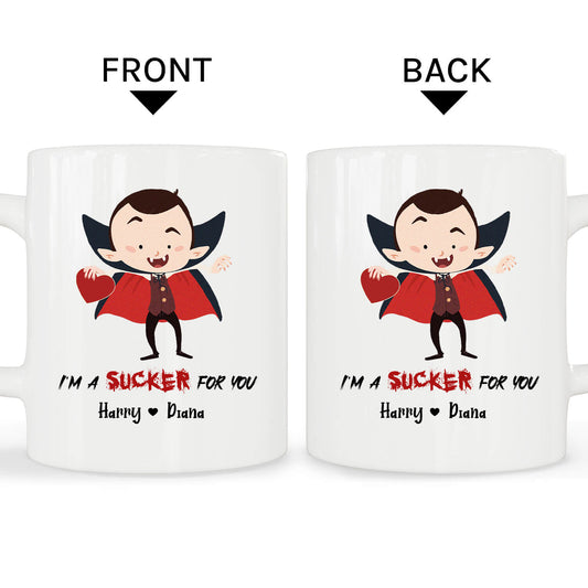 I'm A Sucker For You - Personalized Anniversary or Halloween gift for Boyfriend or Girlfriend - Custom Mug - MyMindfulGifts