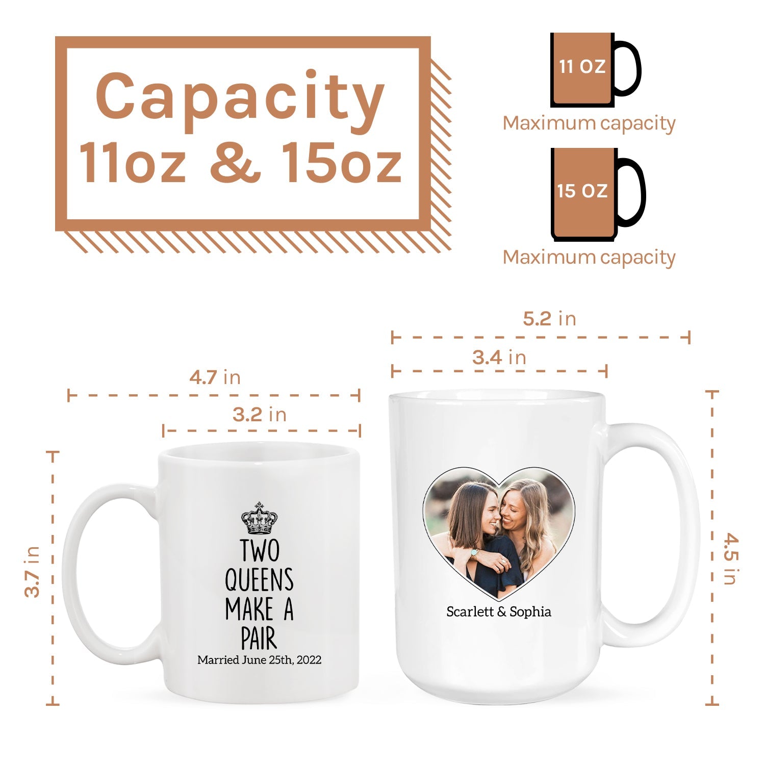 Two Queens Make A Pair - Personalized Anniversary or Valentine's Day gift for Lesbian Couple - Custom Mug - MyMindfulGifts