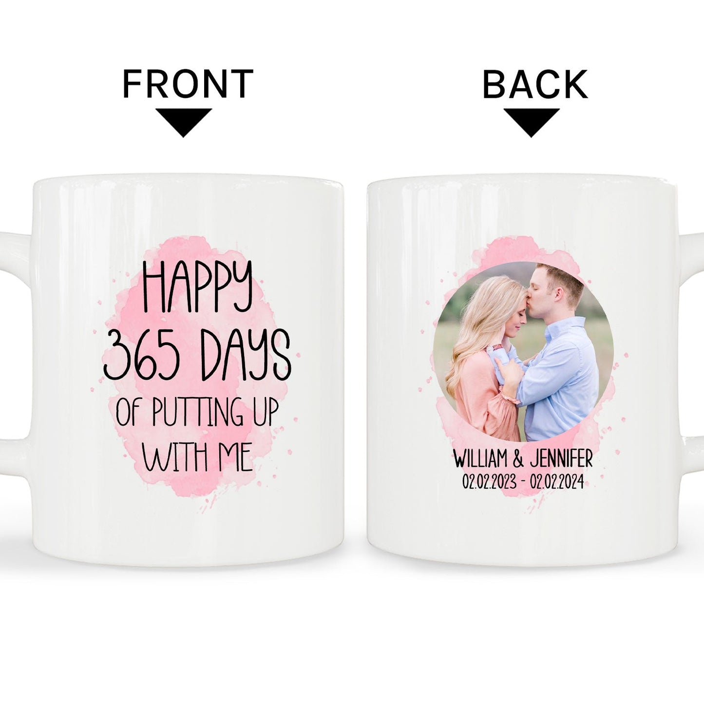 Happy 365 Days Of Putting Up With Me - Personalized 1 Year Anniversary gift For Husband or Wife - Custom Mug - MyMindfulGifts