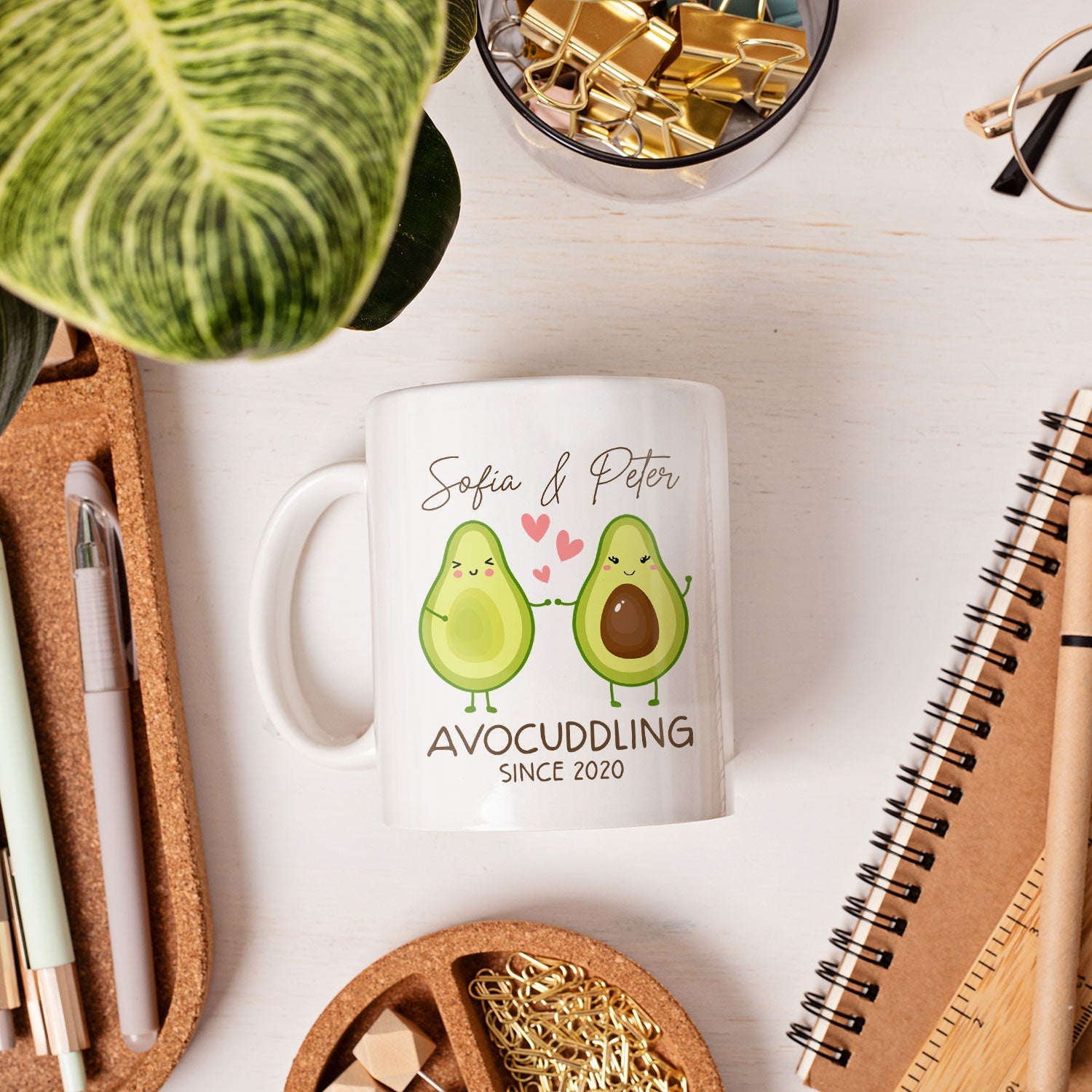 Avocuddling - Personalized Anniversary, Valentine's Day, Birthday or Christmas gift For Him or Her - Custom Mug - MyMindfulGifts