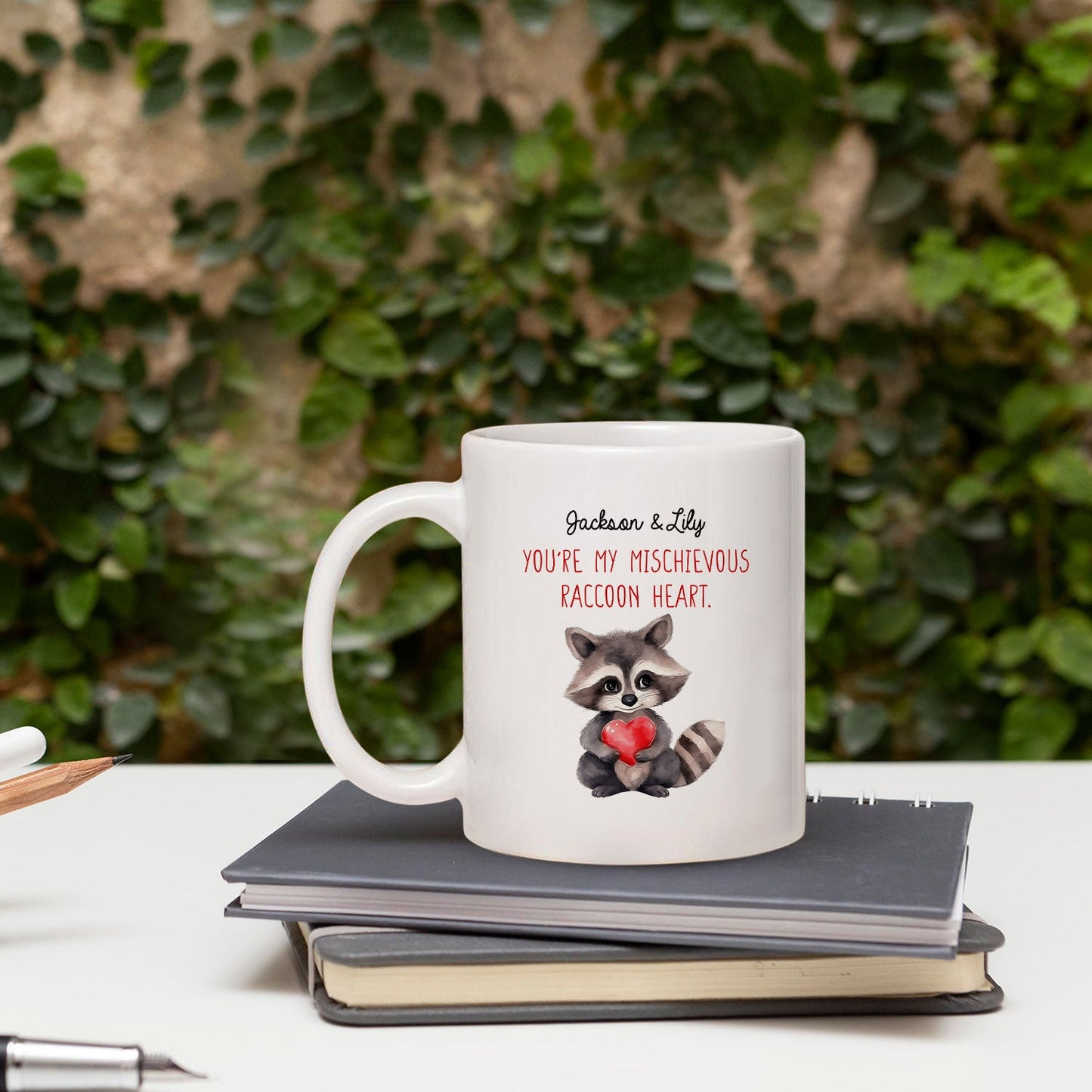 You're My Mischievous Racoon Heart - Personalized Anniversary, Valentine's Day, Birthday or Christmas gift For Him or Her - Custom Mug - MyMindfulGifts
