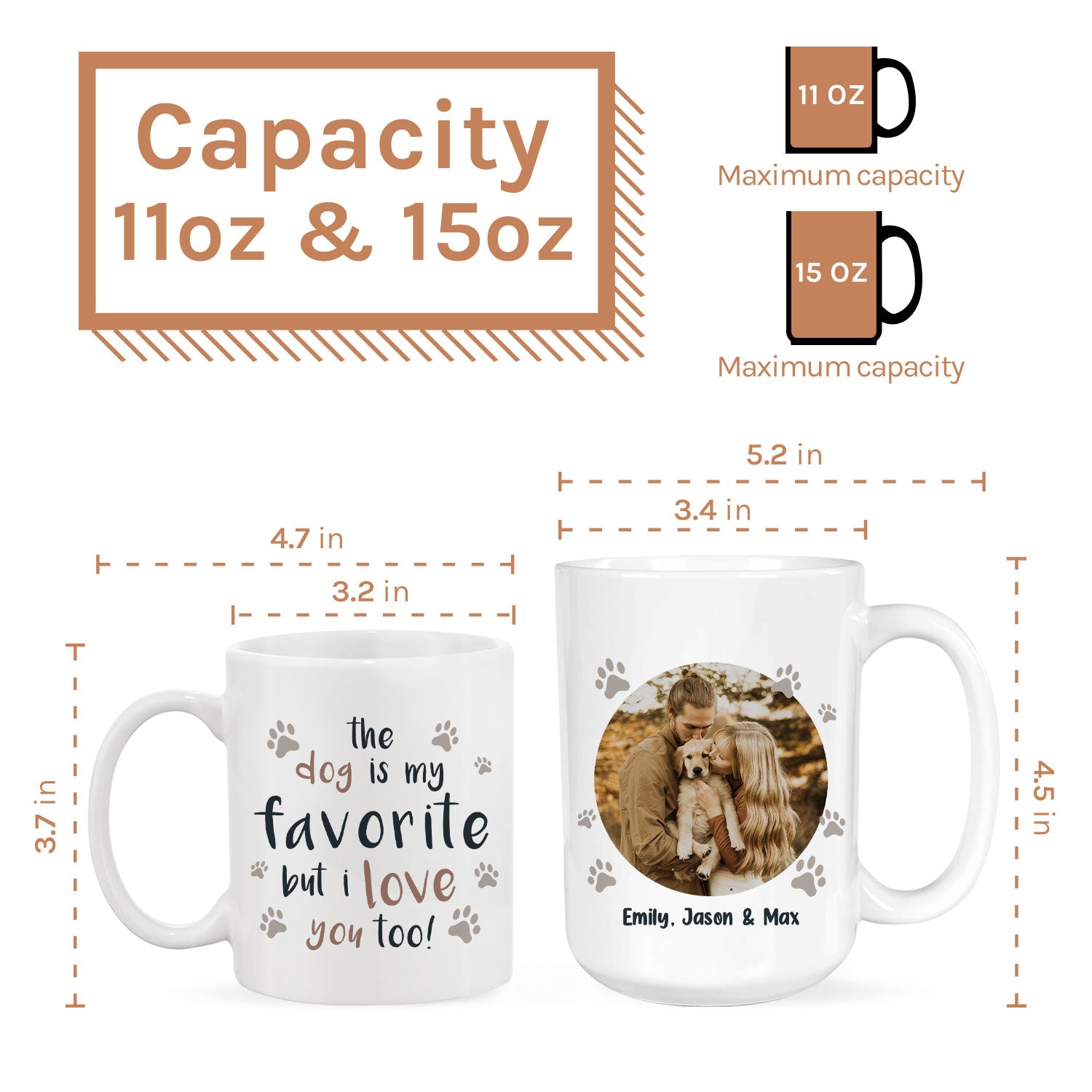 The Dog Is My Favorite But I Love You Too - Personalized Anniversary, Valentine's Day, Birthday or Christmas gift For Him or Her - Custom Mug - MyMindfulGifts