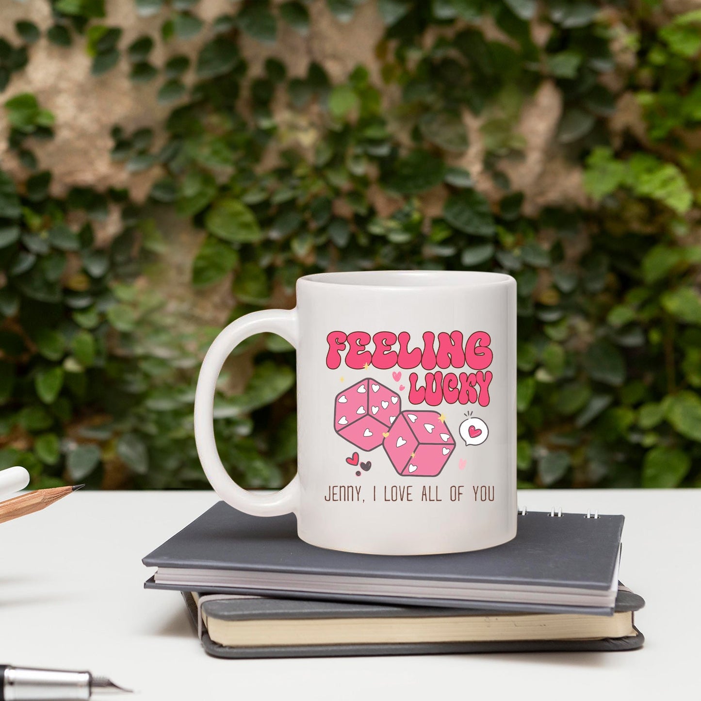 Feeling Lucky - Personalized Anniversary, Valentine's Day, Birthday or Christmas gift For Him or Her - Custom Mug - MyMindfulGifts