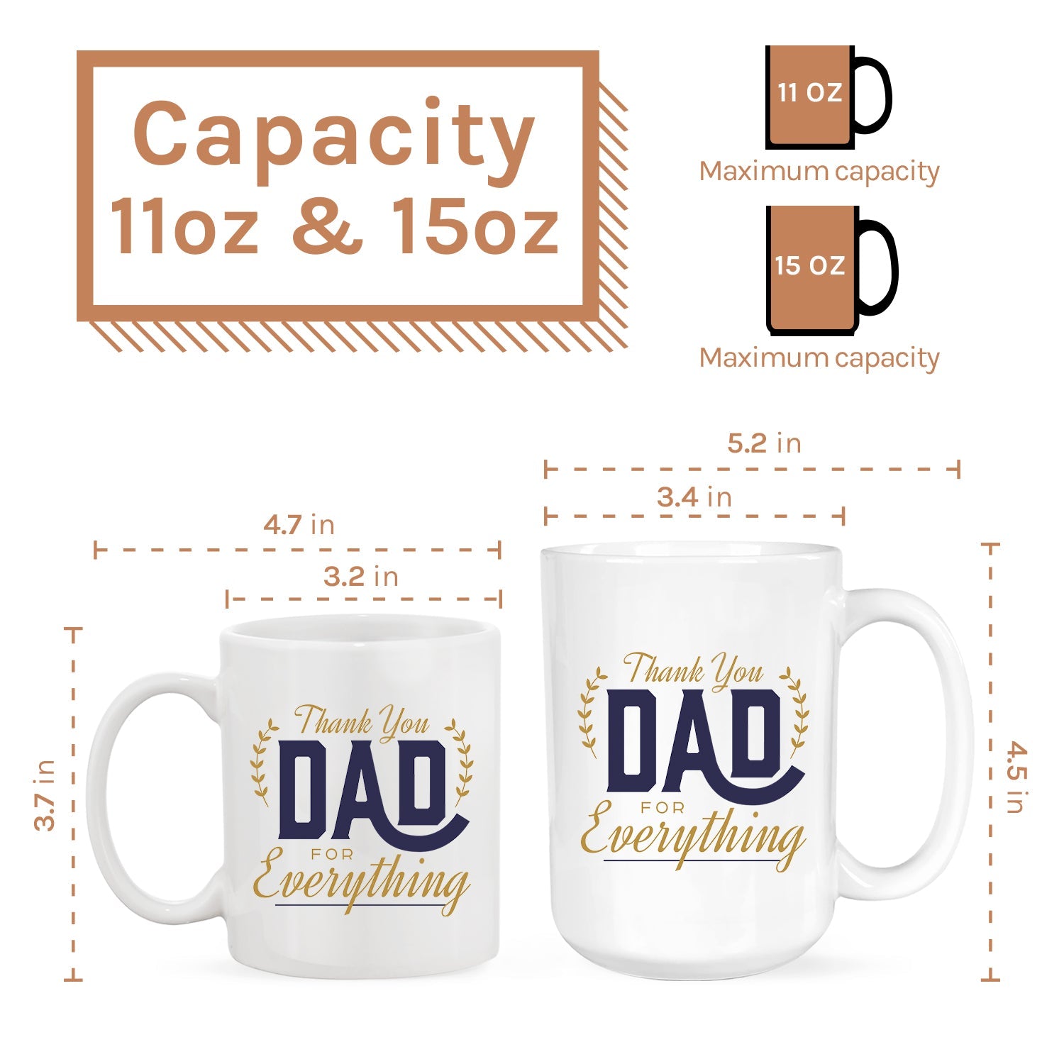 Thank You Dad For Everything - Personalized Father's Day or Birthday gift for Dad - Custom Mug - MyMindfulGifts