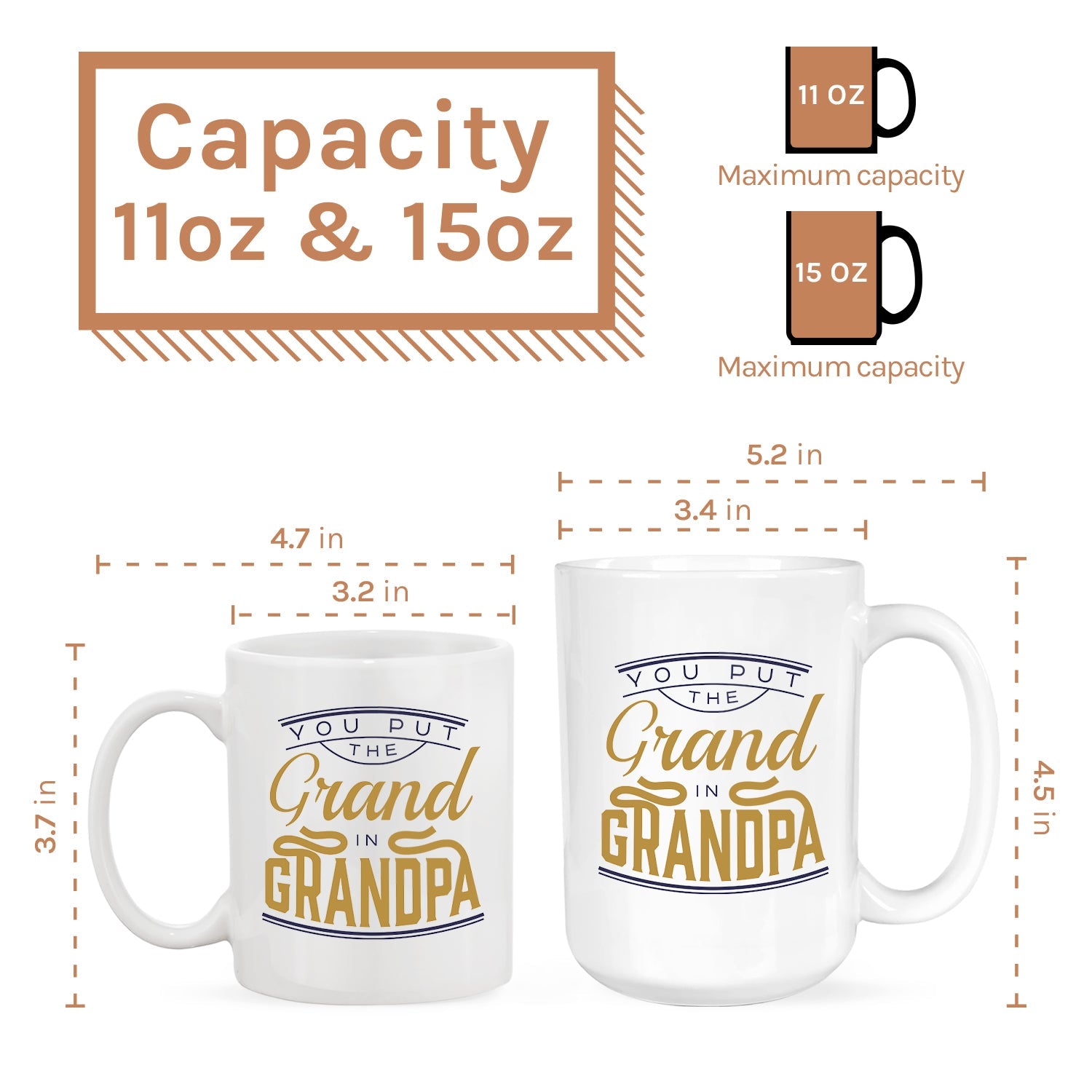 You Put The Grand In Grandpa - Personalized Father's Day or Birthday gift for Grandpa - Custom Mug - MyMindfulGifts