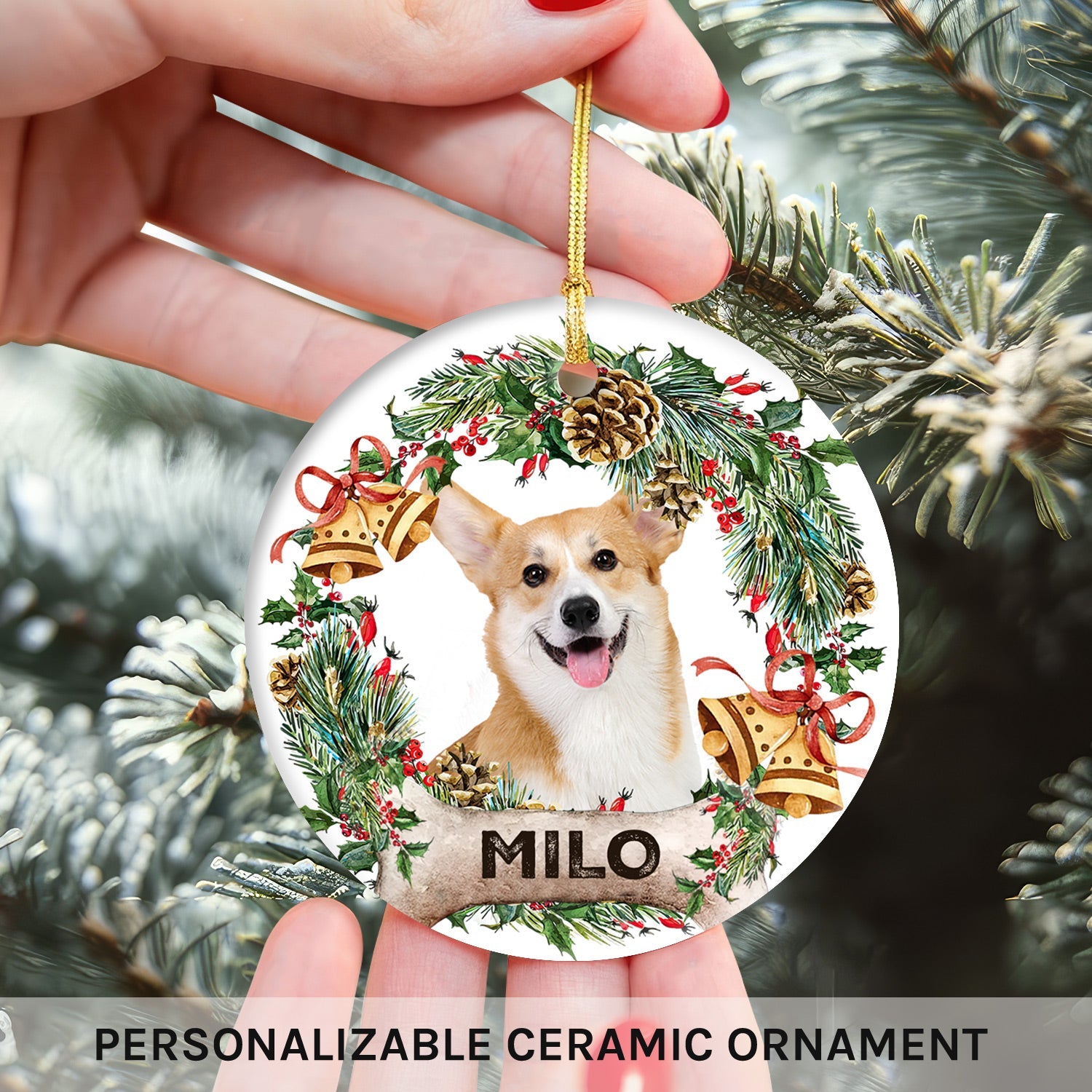 Lovely Pet - Personalized Christmas gift For Dog Lovers - Custom Circle Ceramic Ornament - MyMindfulGifts